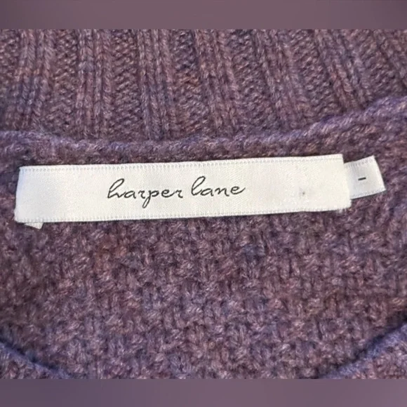 Harper Lane Purple Amelia Knit Pullover Wool Cashmere Sweater Size Large - Picture 6 of 11